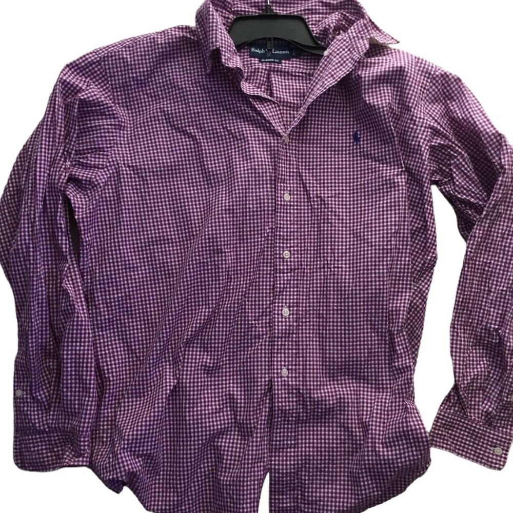 Ralph Lauren Polo Classic Checkered Long Sleeve Red Size /XL Classic Fit Shirt